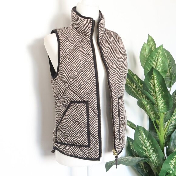 J. Crew Excursion Blogger Favorite Quilted Down Fill Vest Herringbone XS - Picture 14 of 16